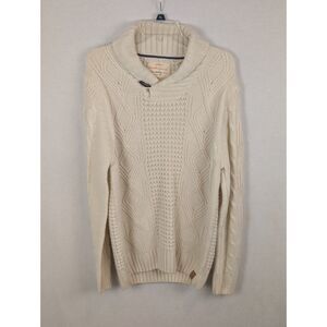 Original Weatherproof Vintage Zig Zag Cable Knit Sweater Cream Men's Size Medium